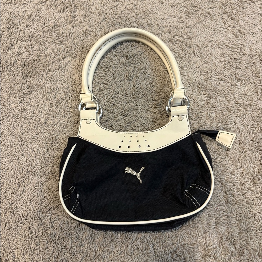 Puma Women's Black and Cream Shoulder Bag